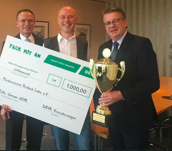Spendenmeister 2017. 1000,- Euro f&uuml;r mein Ehrenamt, Freibad Lohe!